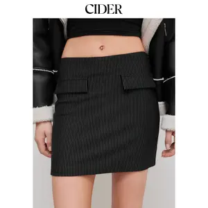Cider [size 2-10] Low Rise Striped Zipper Mini Skirt