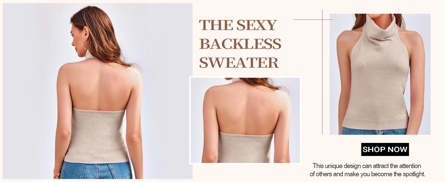 Saodimallsu Womens Turtleneck Sweater Vests Sleeveless Knit Halter Tank Tops Sexy Loose Cami Shirts