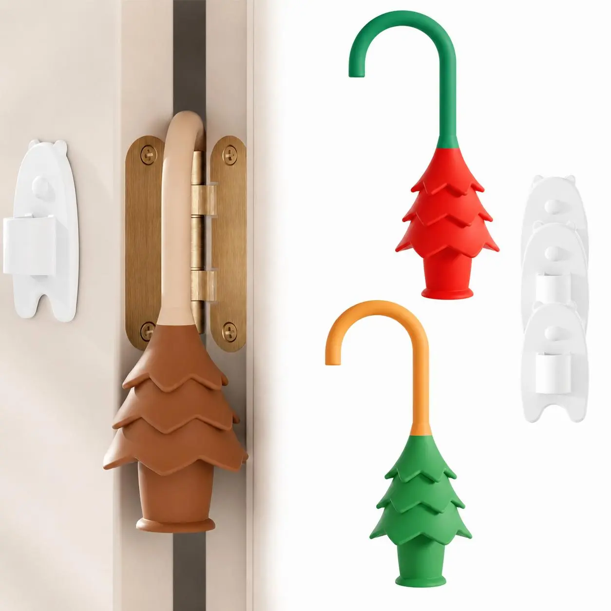 Christmas Tree Silicone Door Pinch Guard, Anti Slam Door Stopper, Finger Protector, Cute Holiday Home Safety Accessory
