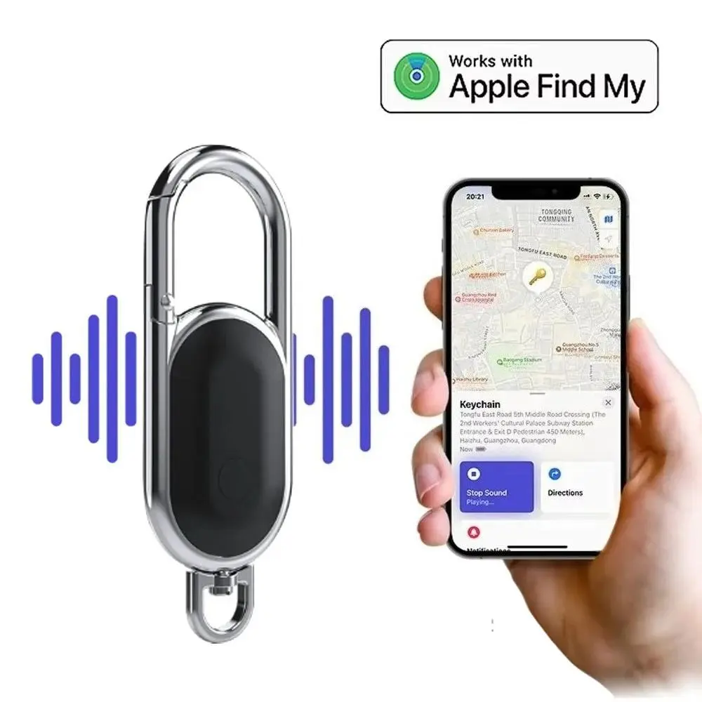 Anti-lost GPS Smart Carabiner key chain Keyring with  tracker to attach Car key chain fob for use on Apple ios