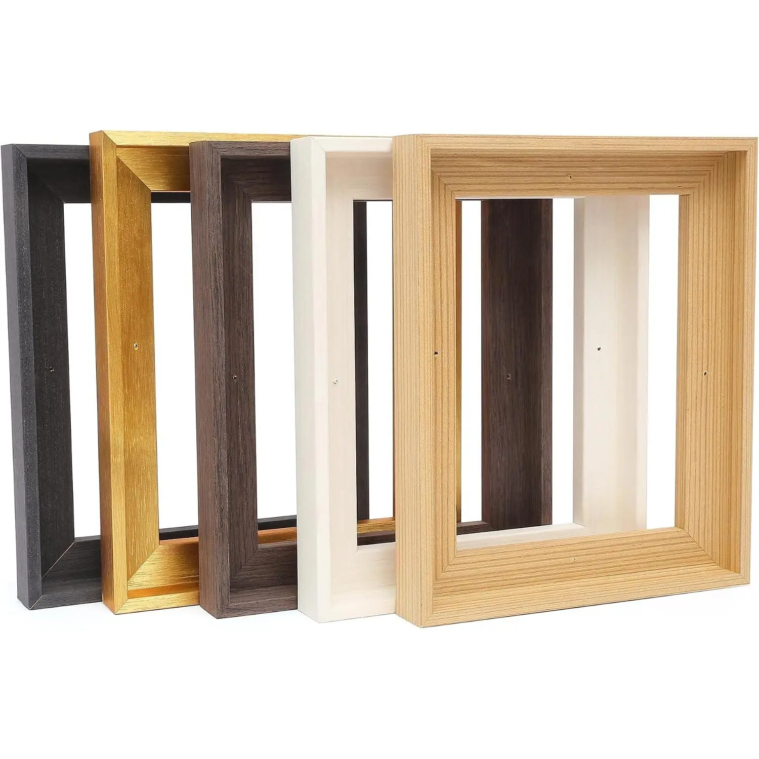 Real Solid Wood Canvas Floater Frame 8x10, Canvas Floating Frame for 0.6"-0.9" Deep Paintings Artwork, Oil Painting Frames (Gold, 8"x10")