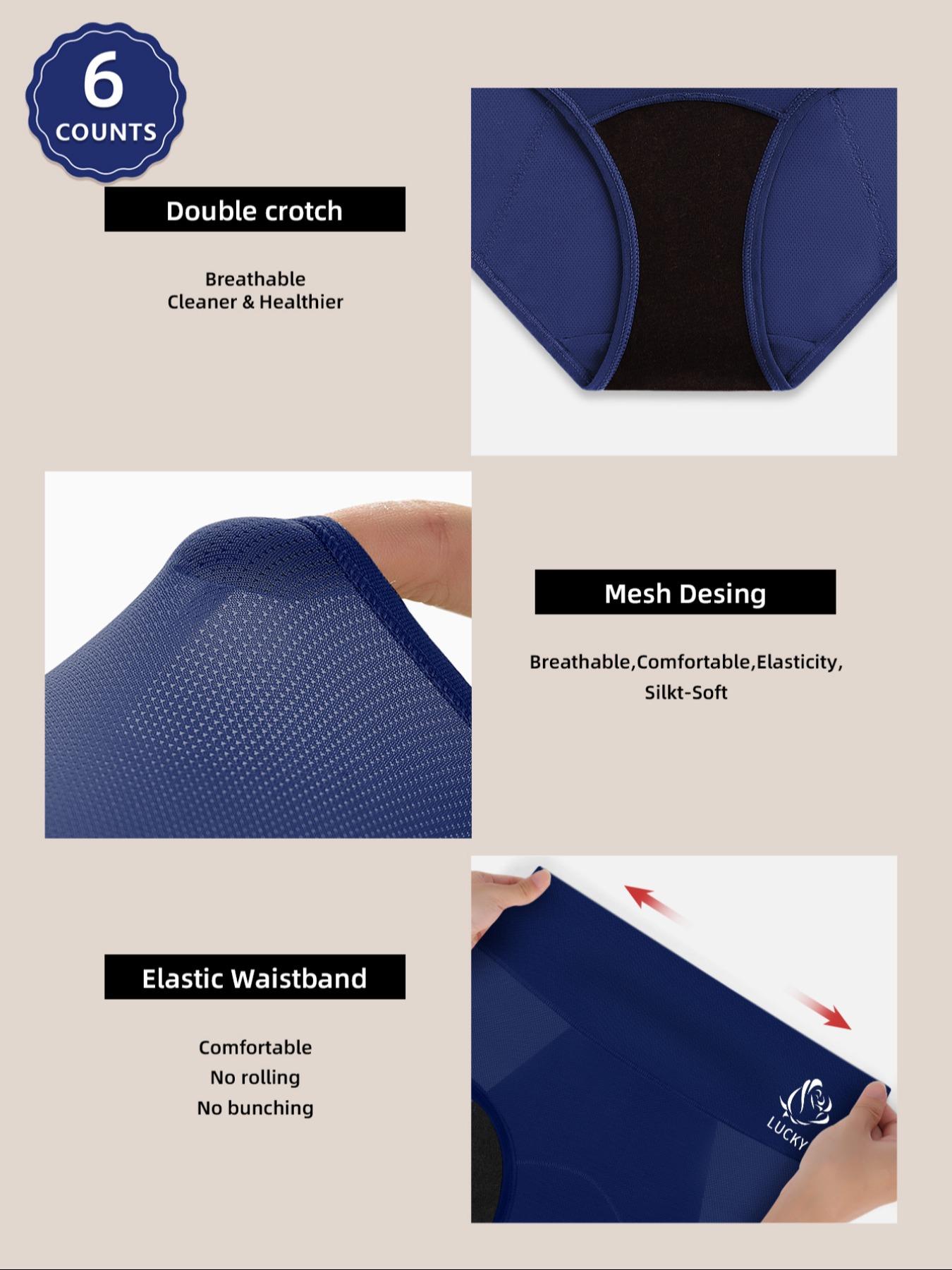 Women's Period Panties Pack, High Waisted Briefs, Breathable Mesh Design, Leak-Proof Comfort Fit, High-Quality Skin-Friendly Fabric, Casual Style