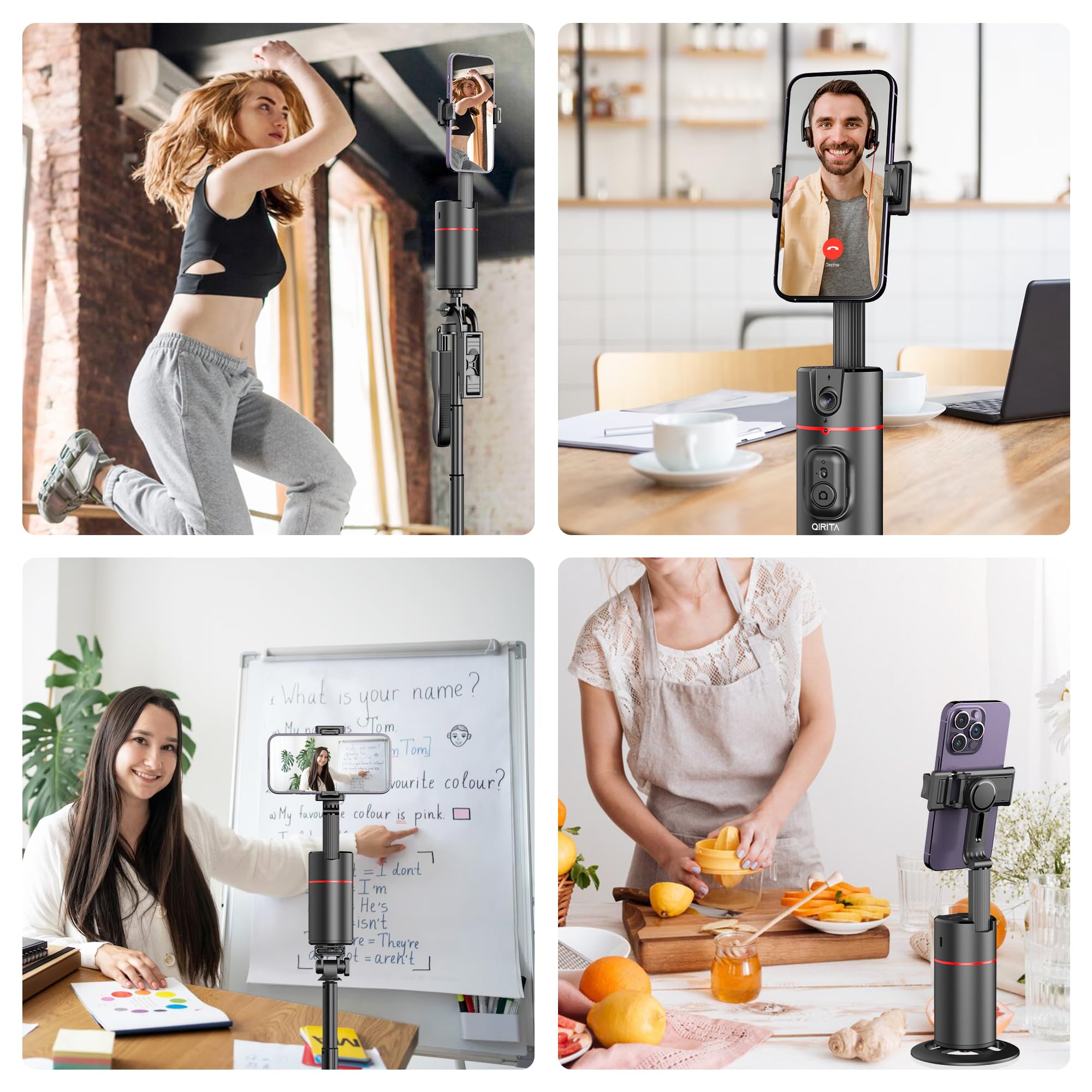 Smart Auto Face Tracking Tripod, 360° Rotation Phone Holder for iPhone Android, No App, Camera Mount Stabilizer for Vlog, TikTok, YouTube Live Smart Auto Face Tracking Tripod, 360° Rotation Phone Holder for iPhone Android, No App, Camera Mount Stabilizer for Vlog, TikTok, YouTube Live