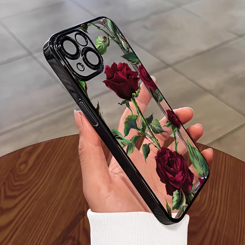 Flaming Rose Pattern Mobile Phone Protective Shell - Full Lens Protection, Anti-Scratch, Anti-Fingerprint, Compatible with iPhone X, XS, 11, 12, 13, 14, 15, 16 Pro Max/Plus, Shockproof Non-Slip Classic Hybrid Casing Protector Screen Protector