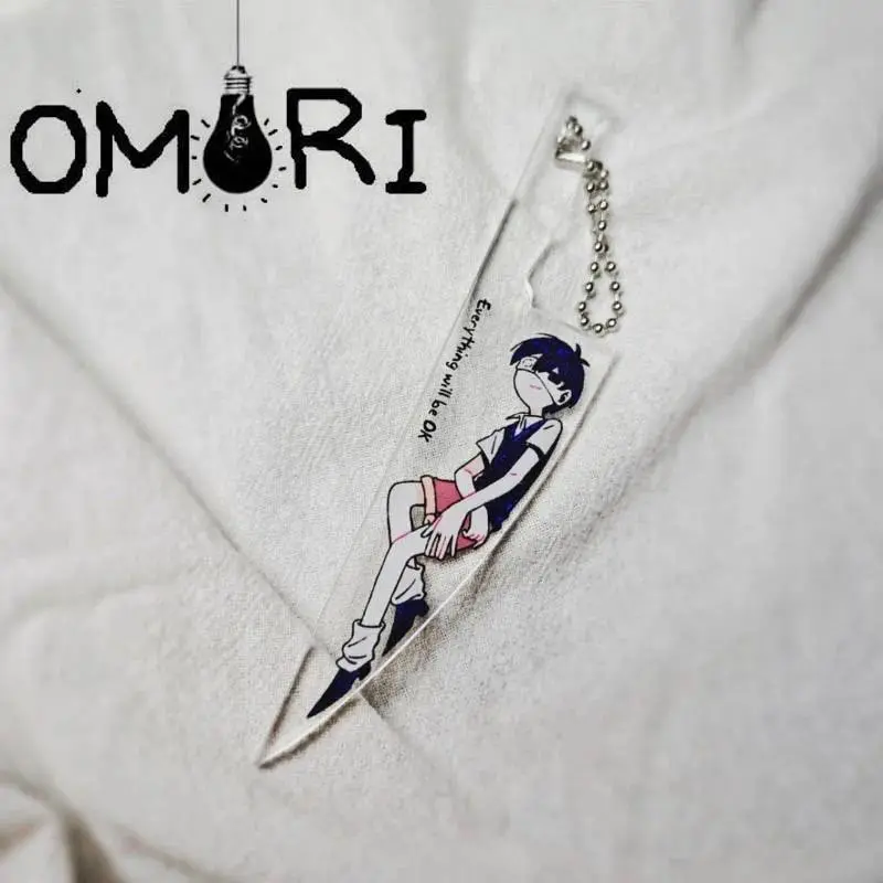 Game Omori Sunny Cosplay Keychain Transparent Acrylic Knife Pendant Keyring Key Chain Bag Ornament Accessories Decoration Props