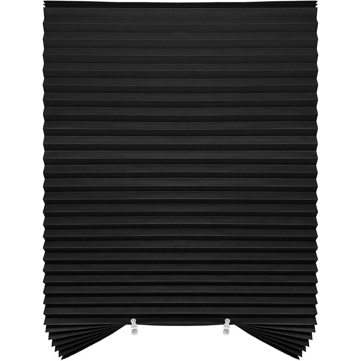 Black Pleated 6-Pack Self-Adhesive Long Blackout Paper Blinds, 36"x72" Peel & Stick No-Tools Installation, Fits Window - Ideal for Offices (Black)