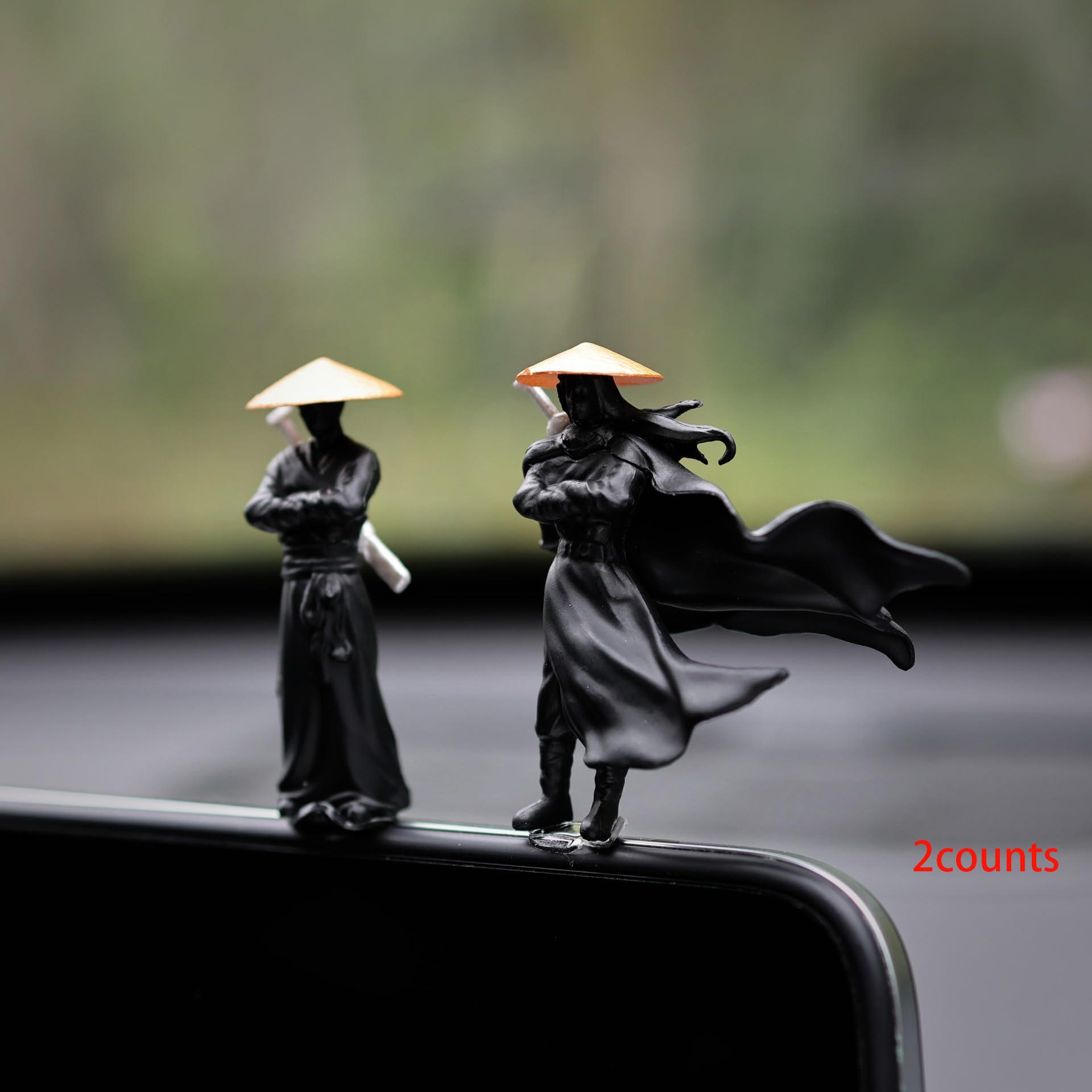 Car Interior Decoration, 2 Counts Mini Resin Swordsman Statue Ornament, Car Rearview Mirror and Dashboard Decoration, Home Office Desk Decoration, Car Desktop Decor, Car Interior Decorative Accessory, Car Trinkets