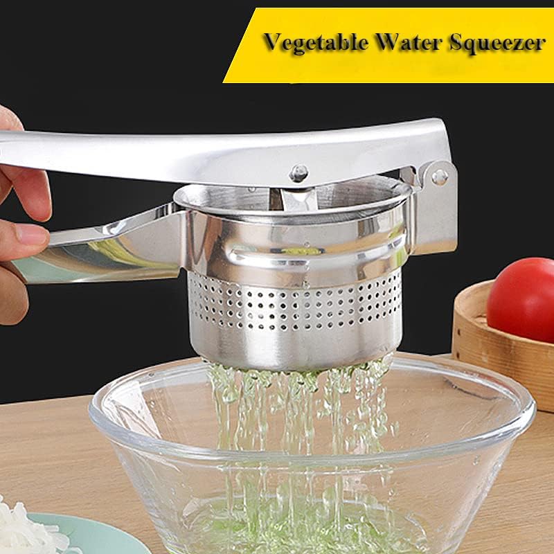 Stainless Steel Vegetable Squeezer, Upgrade Red  Handle Metal Vegetable Water Squeezer for Squeezing Veggie Liquid