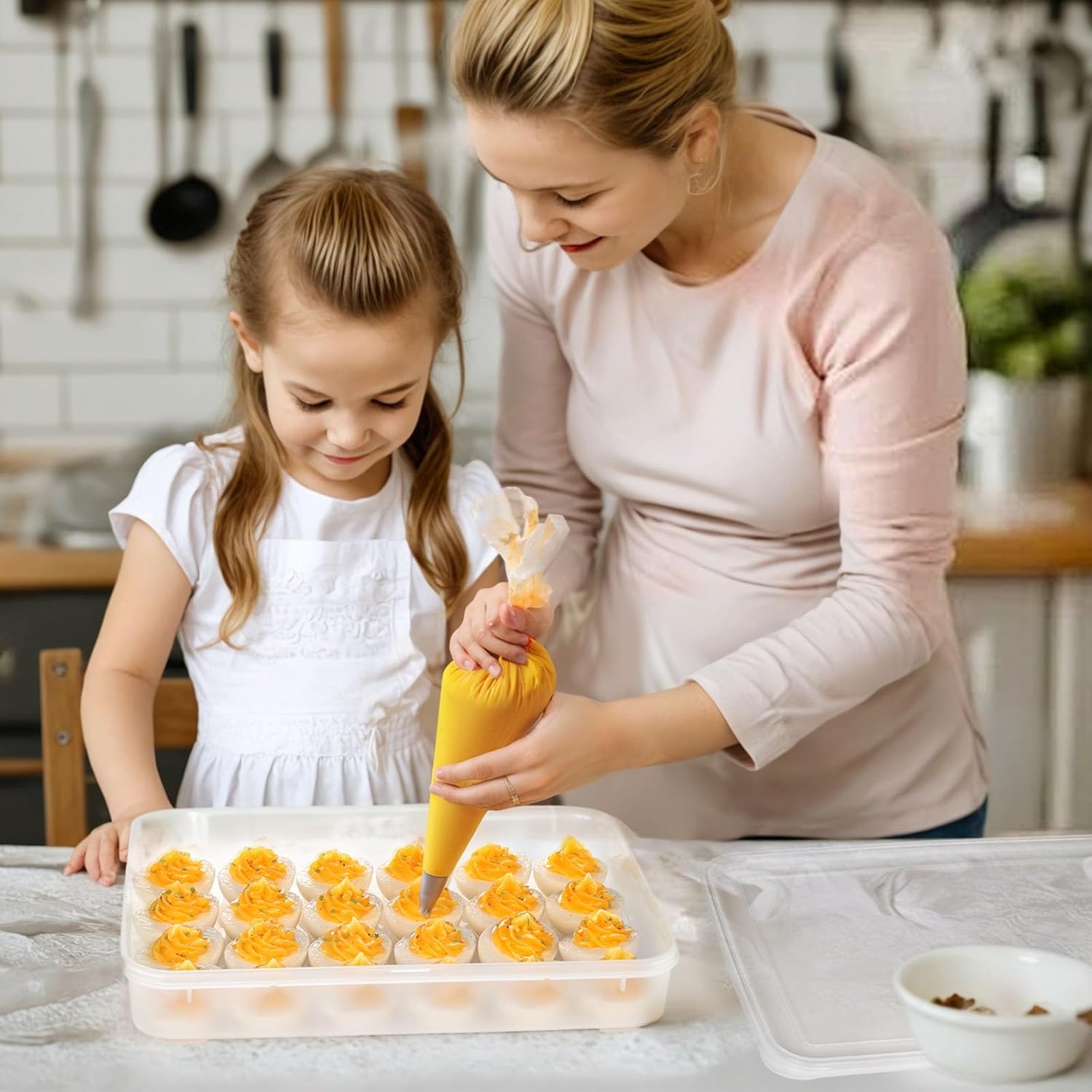 Deviled Egg Containers with Lid, Deviled Egg Tray Holder Carrier with Lid for 24 Eggs for Party Kitchen Supplies Refrigerator Storage Deviled Egg Containers with Lid, Deviled Egg Tray Holder Carrier with Lid for 24 Eggs for Party Kitchen Supplies Refrigerator Storage