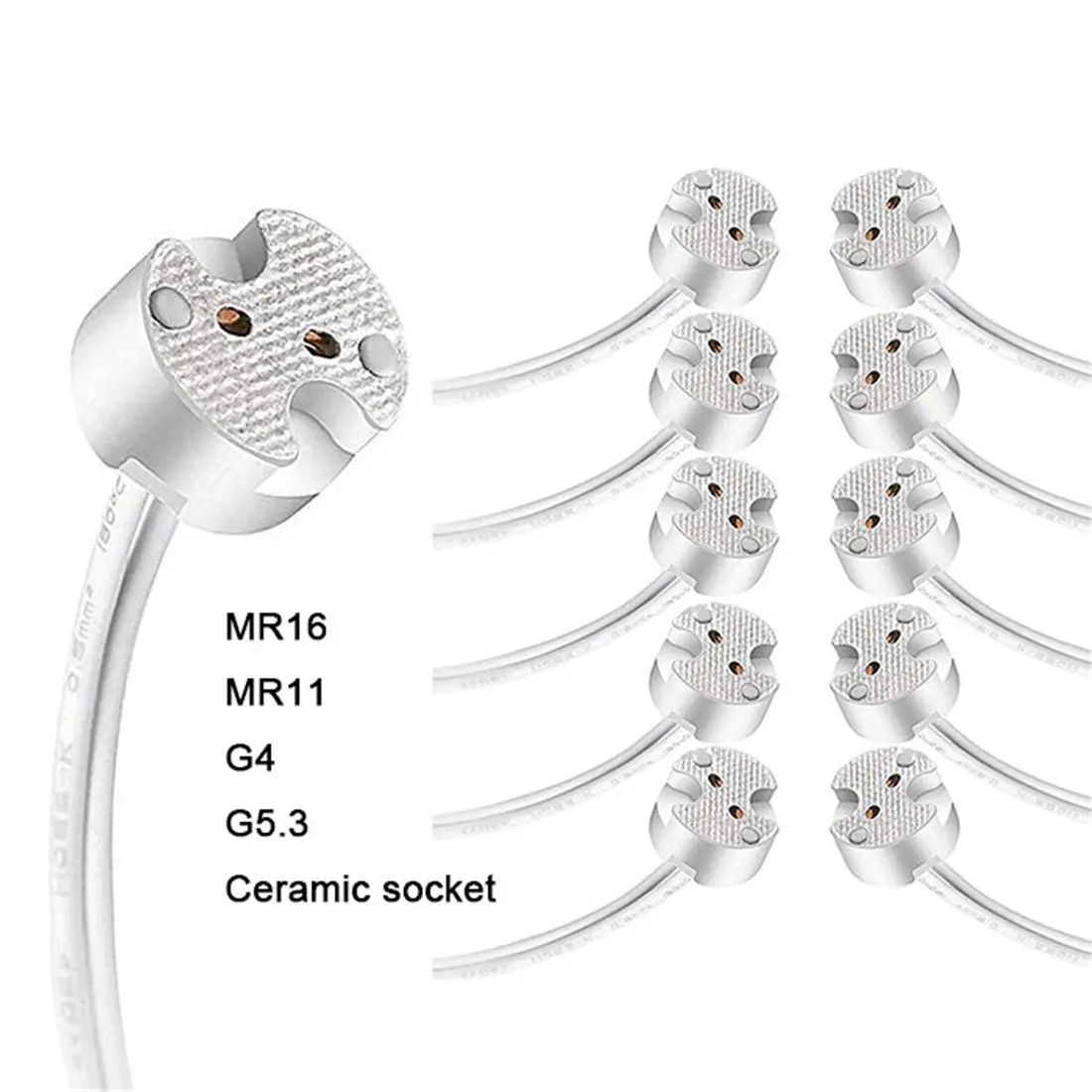 Premium 15 Cm Mini Bi-Pin Connector for Mr16/g4/mr11/g5.3 Lamps, Led Light Connectors, Ceramic Base Holder, Rugged Socket for DIY Projects, Quick Bulb Replacement