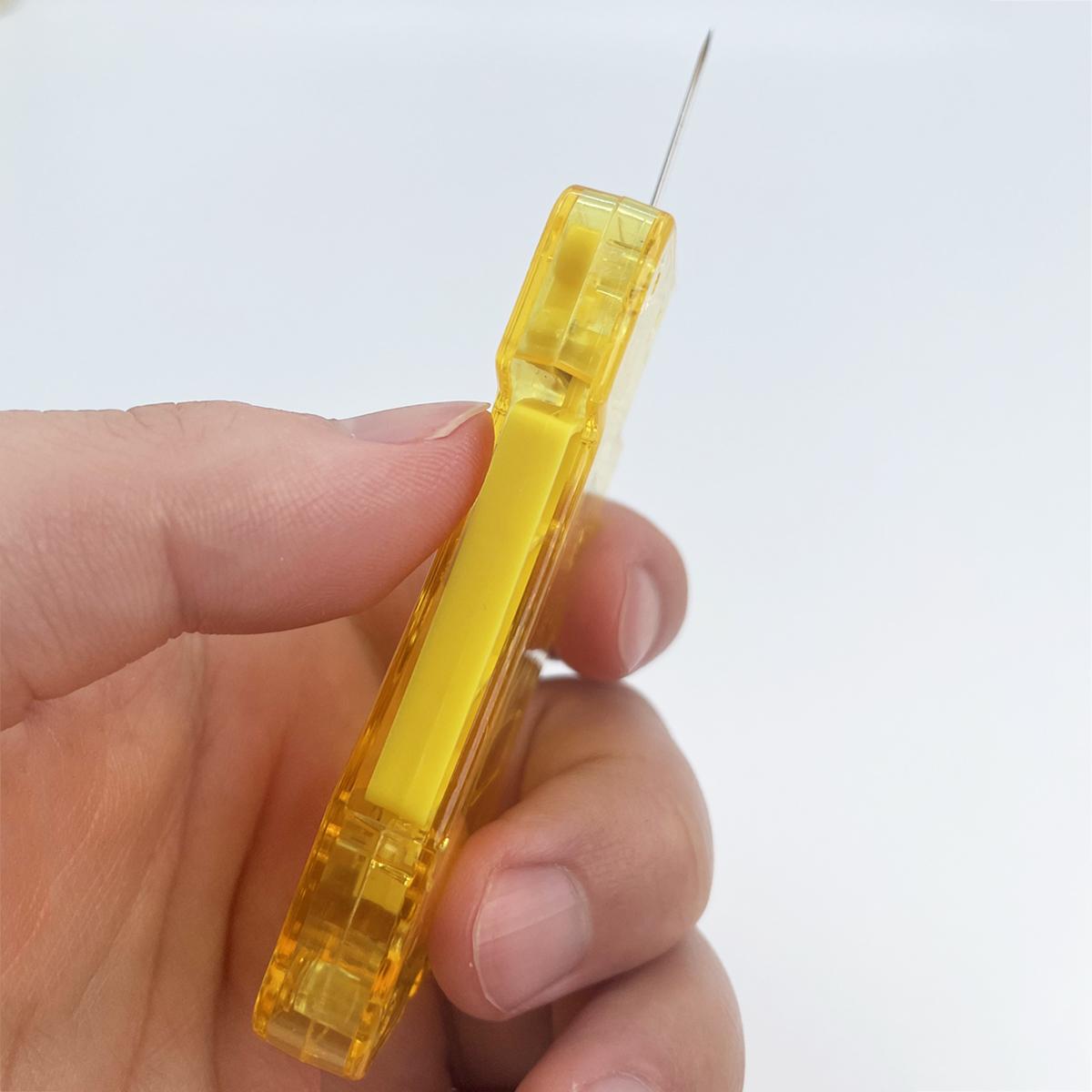 Yellow Automatic Needle Threader for Hand Sewing, Simple Threading Tool for Older Adults and Housewives