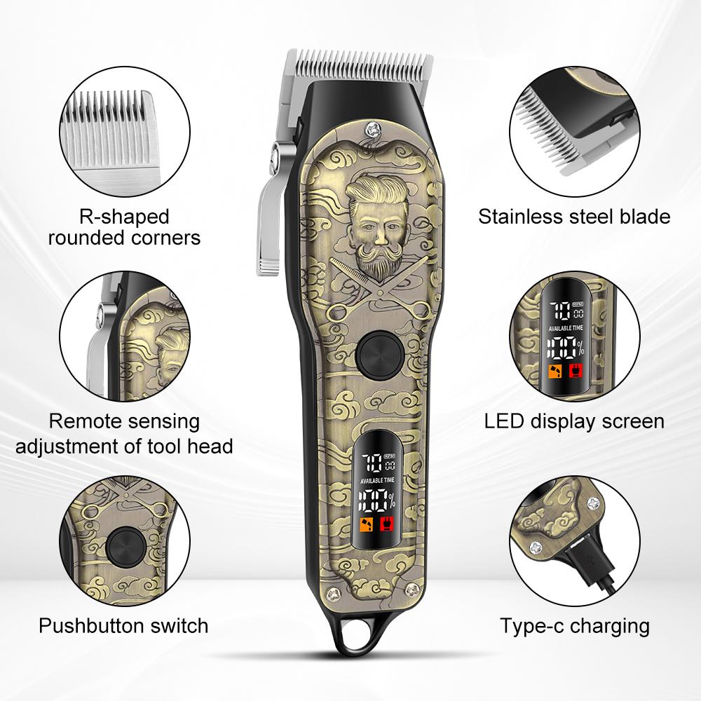 Rechargeable Men's Grooming Kit, Hair Clipper and Beard Trimmer Set, Adjustable Blades, Home and Salon Use, Gentleman Digital Display Gift Box