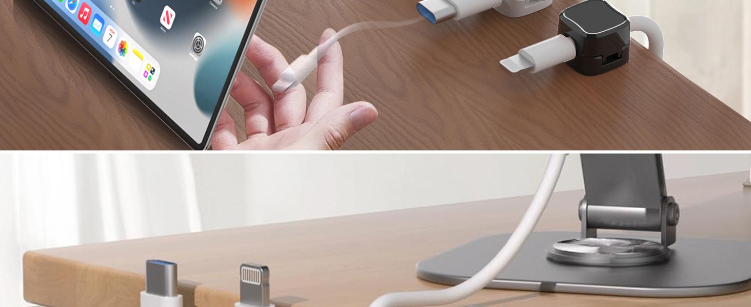 Magnetic Cable Clips, Adjustable Cord Holder Management, Adhesive Wire Keeper Organizer for Home Office Desk Phone PC Car Wall Desktop Nightstand Appliance (6-Pack Crystal Multicolor)