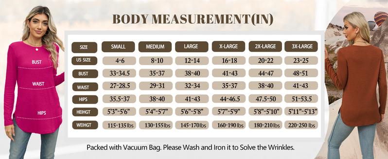 Wiholl Womens Long Sleeve Round Neck Shirts Side Split Basic Loose Tunic Tops Casual 2025 Crewneck Womenswear