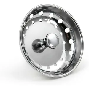 97333 Kitchen Sink Basket Strainer Replacement for Standard Drains (3.25 Inch) Chrome Plated Stainless Steel Body With Rubber Stopper, 3.25"Gift