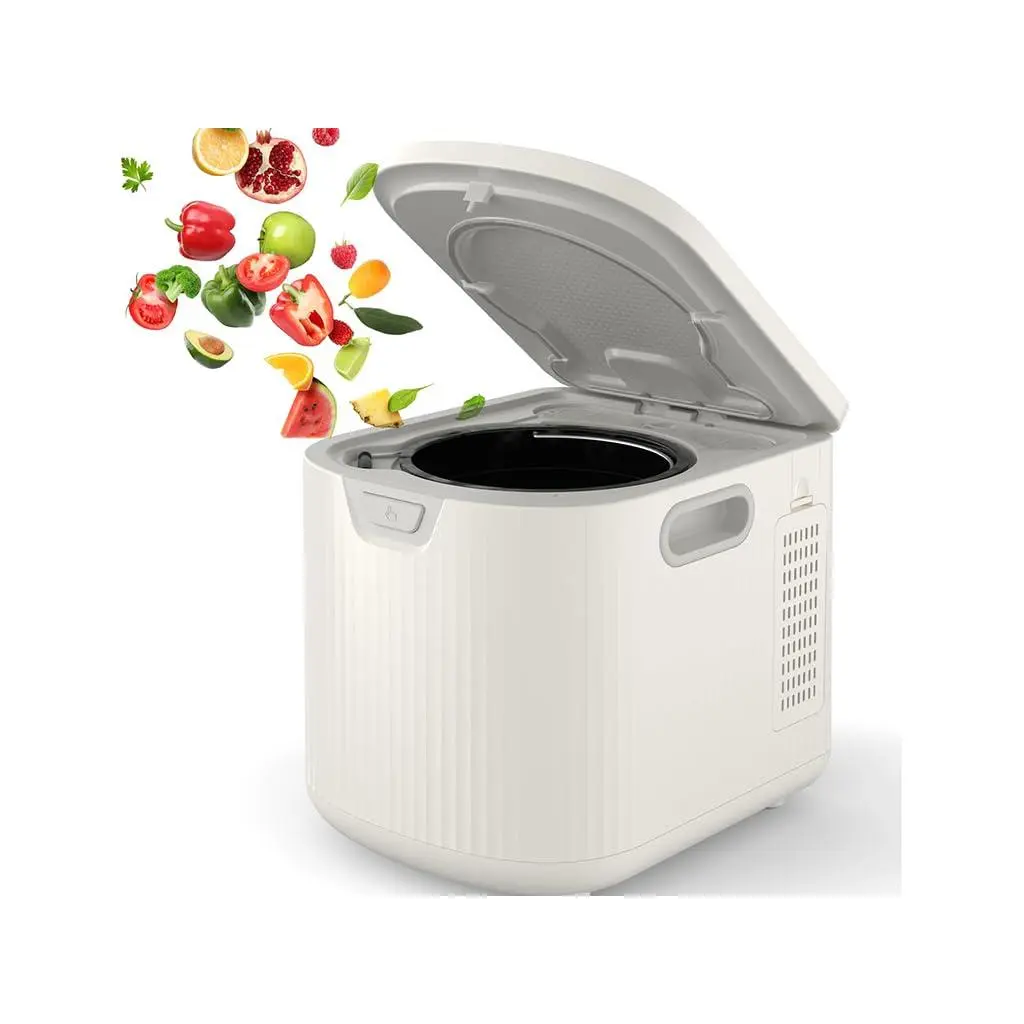 2.5L Fully Automatic Food Waste Composter, 4.5in LED Touch Screen Bin, One-Click Self-Cleaning, Silent Crushing Dual Deodorization Fast Fermentation Fertilizer Maker for Indoor Kitchen