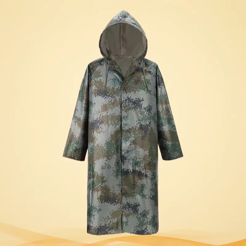 1-Piece Camouflage Oxford Fabric Long Labor Wear Raincoat with Waterproof Coating, All-Weather Heavy Rain & Wind Protection for Outdoor Work Adults, Camouflage (Oxford Fabric) Long Style), One-Piece