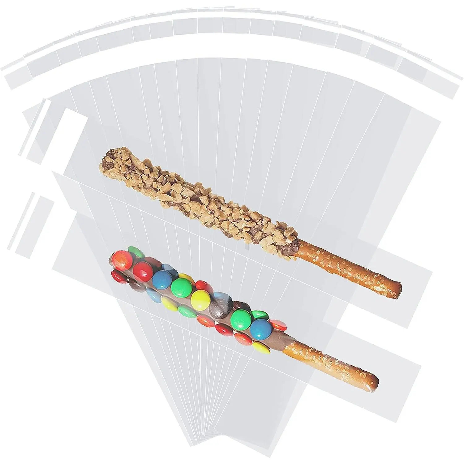 200 count Thickened Pretzel Rod Bags - 2x10 Inches, Self Sealing Cellophane, Clear Individual Bags for , Candies, Cookies