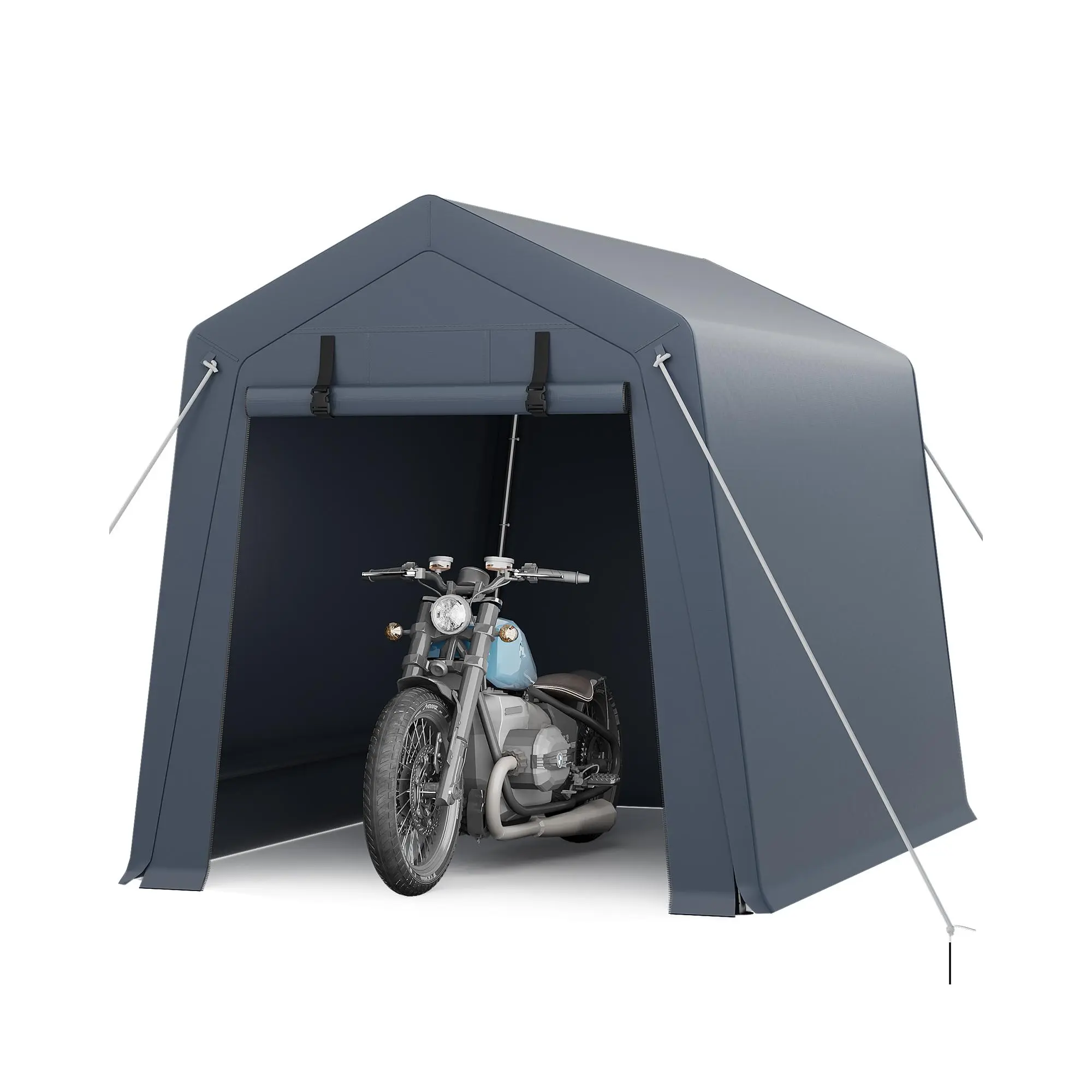 Heavy-Duty Portable Outdoor Storage Outdoor Storage 6x6 FT – Waterproof & UV-Resistant Carport Tent – Dual Roll-Up Zipper Doors, Ventilation – Weatherproof Garage Shelter for Motorcycle, Bike, Tools, Equipment – Gray/Khaki