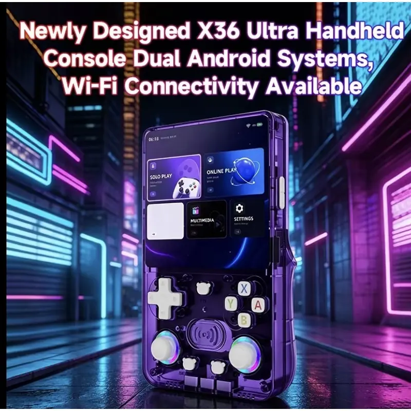 X36 ULTRA handheld gaming console, retro game console, screen game controller, supports classic games and TV connection, 10+ emulators, long-lasting battery up to 5 hours, portable handheld design, suitable for kids and adults