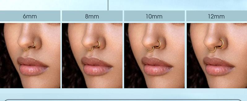 Jstyle 8 Pcs 16G 316L Surgical Steel Nose Rings Hoops Septum Rings Lip Rings Hypoallergenic Nose Clicker Ring Tragus Helix Cartilage Daith Rook Sleeper Earring Body Piercing Jewerly for Women Men