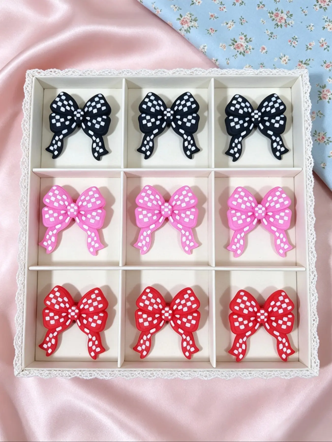 9pcs Polka Dot Bow Silicone Focal Beads, Colorful Bow Charms, DIY Beaded Pen Keychain Jewelry Making, Cute Craft Supplies, Beads For Crafts