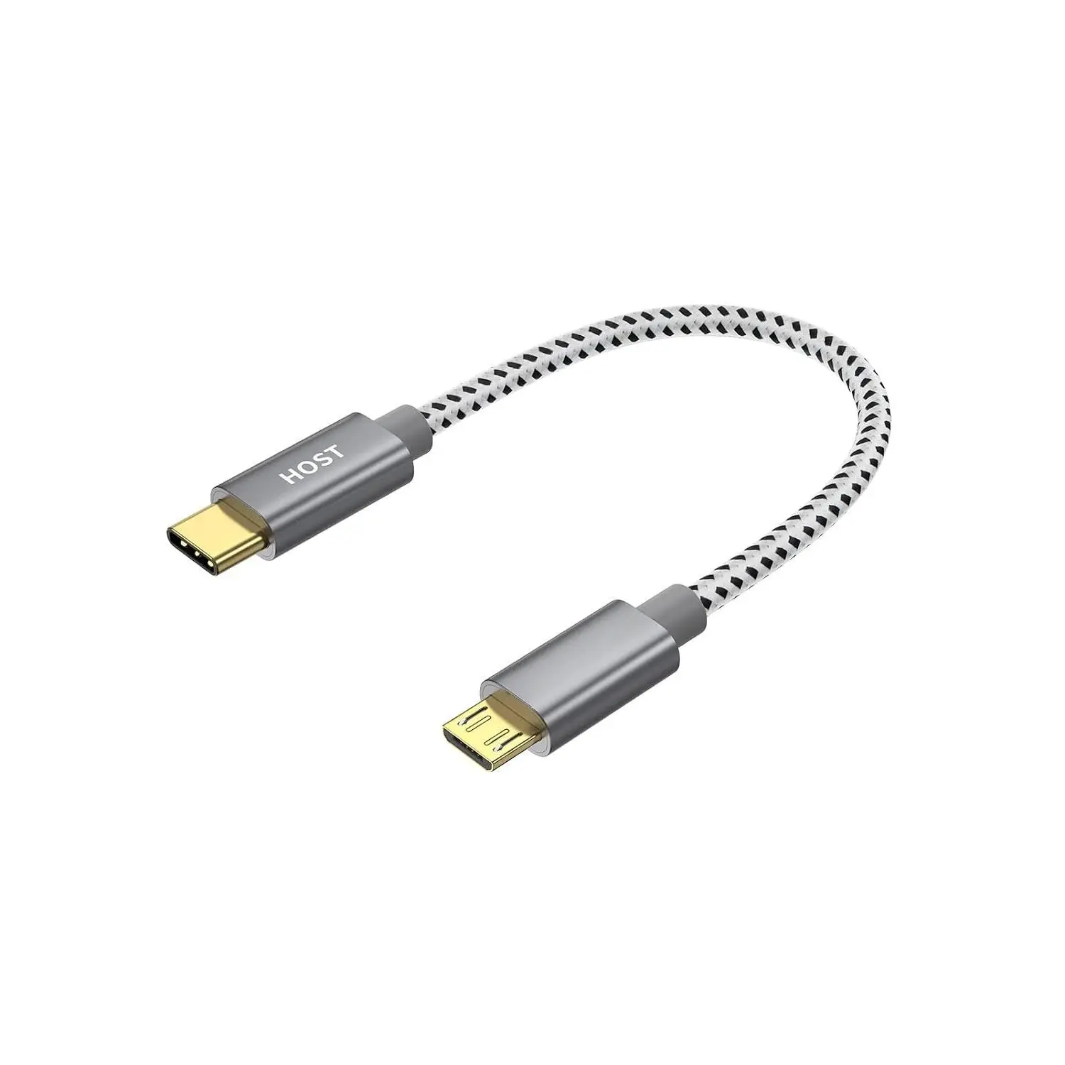 Short USB C to  USB  0.65 FT, Braided USBC to MicroUSB OTG 480Mbps Cord for Wall Chargers, MacBook Pro, Air, Galaxy S22, S21, Pixel 5/4/3 & , 0.2M Space Gray