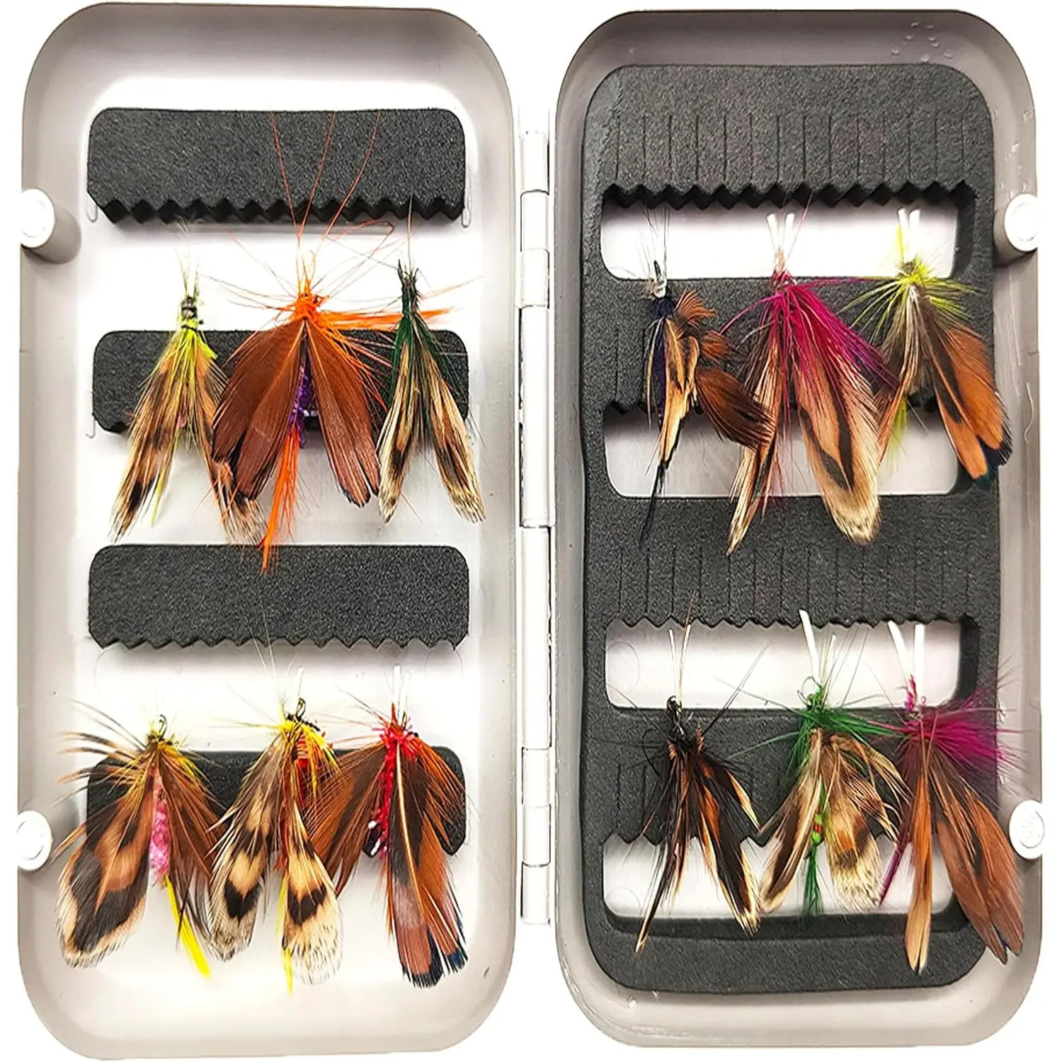 12/32/48/64pcs Fly Fishing Flies Kit Trout Flies Lures with Fishing Box Assortment Kit for Bass Dry Wet Flies