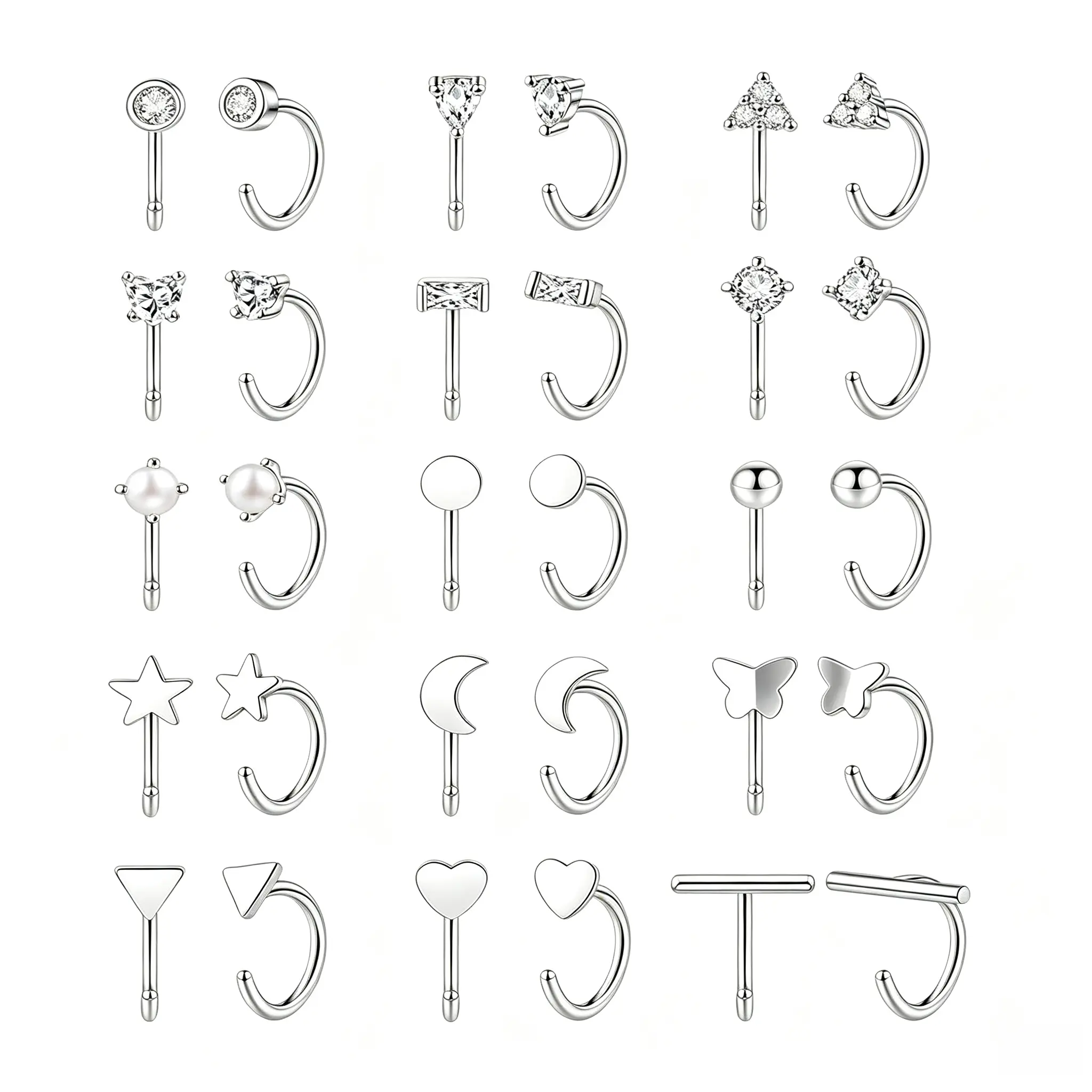 15 Pairs 14K Gold Plated Backless Huggie Hoops – Hypoallergenic Open Earrings Set, Lightweight Comfort Fit for Sensitive Ears