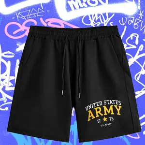 U.S. Army 1775 Tribute Shorts, mature style with regular patterns, geometric designs, medium elasticity, suitable for men, direct digital printing, all-season suitable knitted fabric 2055989 Slim Fit Compression Training