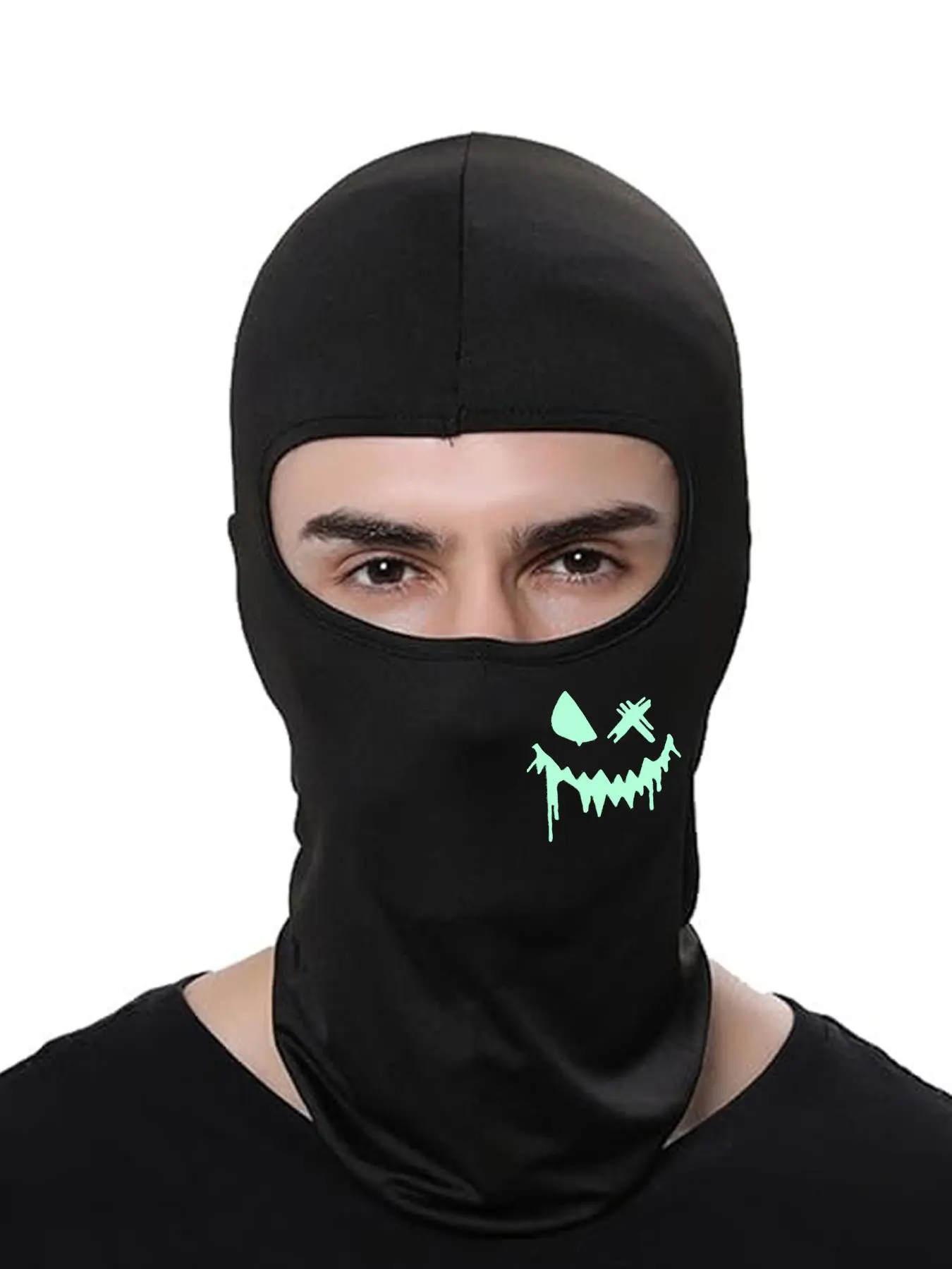3pcs/2pcs/1pc Night Light Smiling Face Printing Ski Mask Balaclava, Comfortable Face Mask for Men Women, Ideal for Outdoor Activities