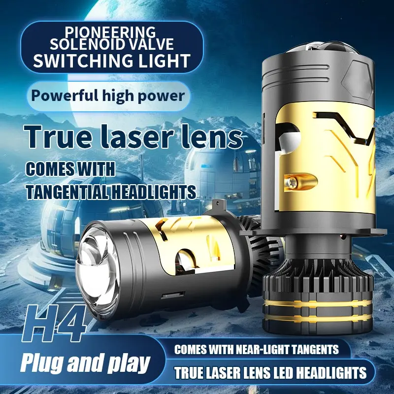 400W High Power H4 Laser Projector LED Headlights with 4575 Focus Chip, Double Copper Pipe Fast Heat Dissipation, LED Front Lights