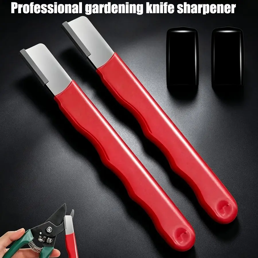 2 pieces of red handle sharpener, accurately fitting the blade, repairing dull scissors, multifunctional scissor sharpener, universal for gardening scissors/kitchen scissors/pruning shears, anti slip handle, essential for home gardening, Kitchenware