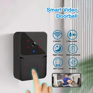 Wireless Video Doorbell Camera, 2.4g WiFi Night Vision Doorbell Camera, Rechargeable Mini Camera for Home Security