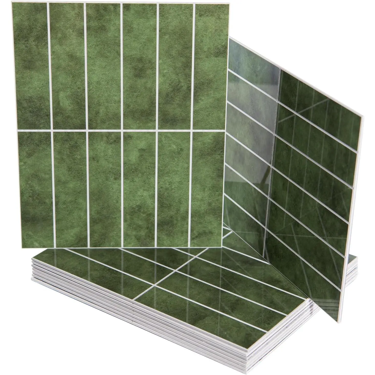 11.4 x 9.1 in Faux Marble Peel and Stick, Backsplash Tile, Green | 10 count, PVC, Self Adhesive, Water Resistant, Heat Resistant, Scratch Resistant, Ideal for Kitchen Walls, Bathrooms