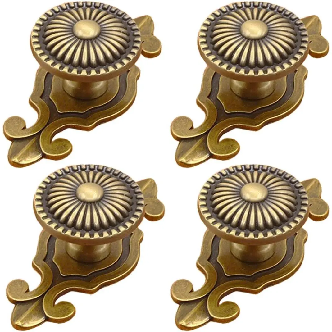 Brass Cabinet Knobs,  Retro Mushroom Drawer Knobs with Backplate, Dresser Pull Handles for Kitchen/Cupboard/Wardrobe/Cabinet (, 4 count)