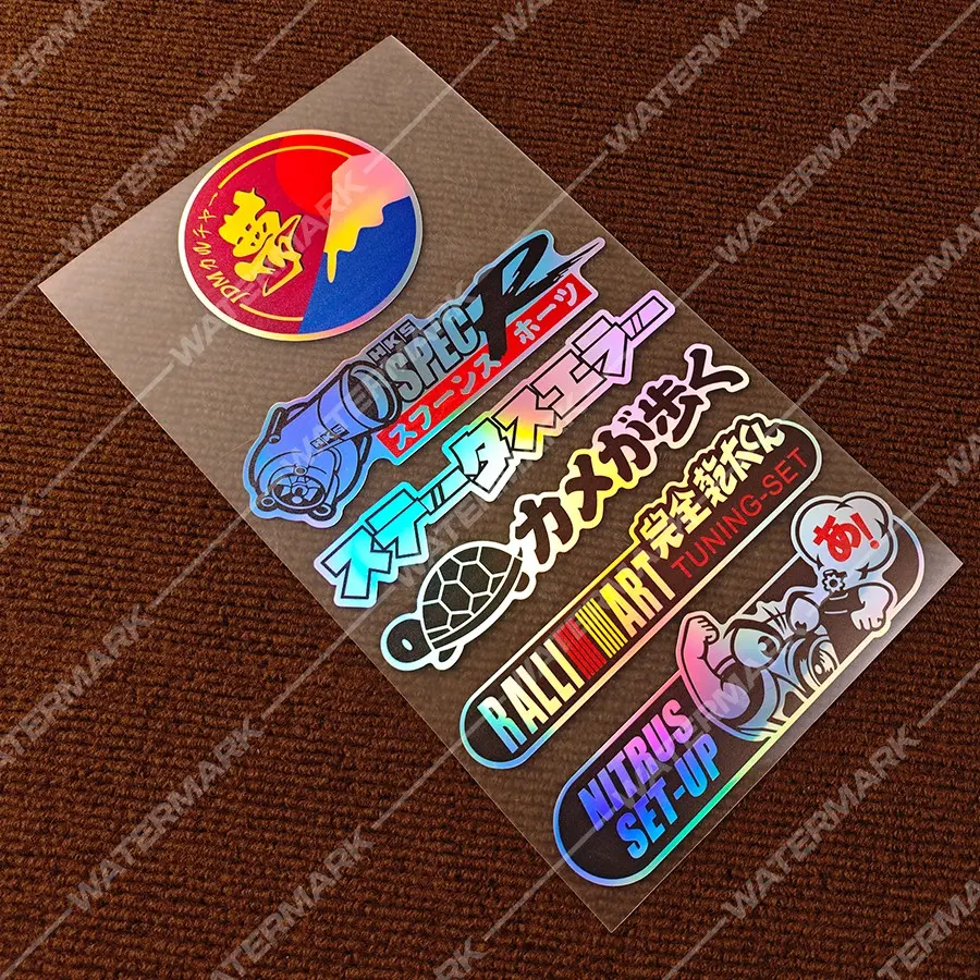 6 Piece Jdm Turbo Car Stickers, Japanese Style Motorcycle/car Decals, Vinyl Stickers for Windows, Bumpers, Fuel Tanks, Cool Car Decoration, Sticker For Cars, Vehicle Decor