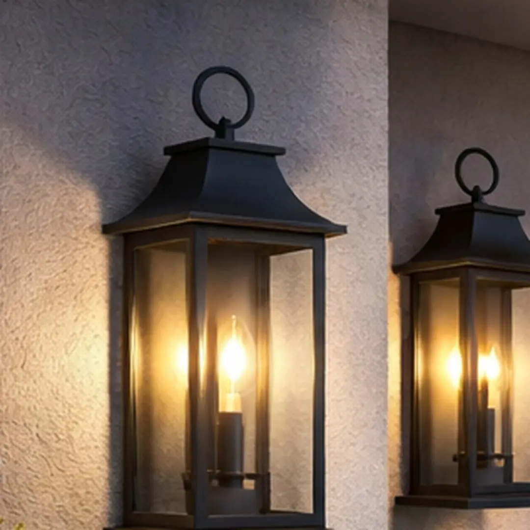 ARCH 2-Pack Dusk to Dawn Outdoor Wall Lantern 2-Light, 22.2" Large Outside Wall Sconce, Modern Black Aluminum Wall Light Fixture with Glass, Waterproof Exterior Lamp for House, Porch, Garage, Multiple Color Options, Black Color Options