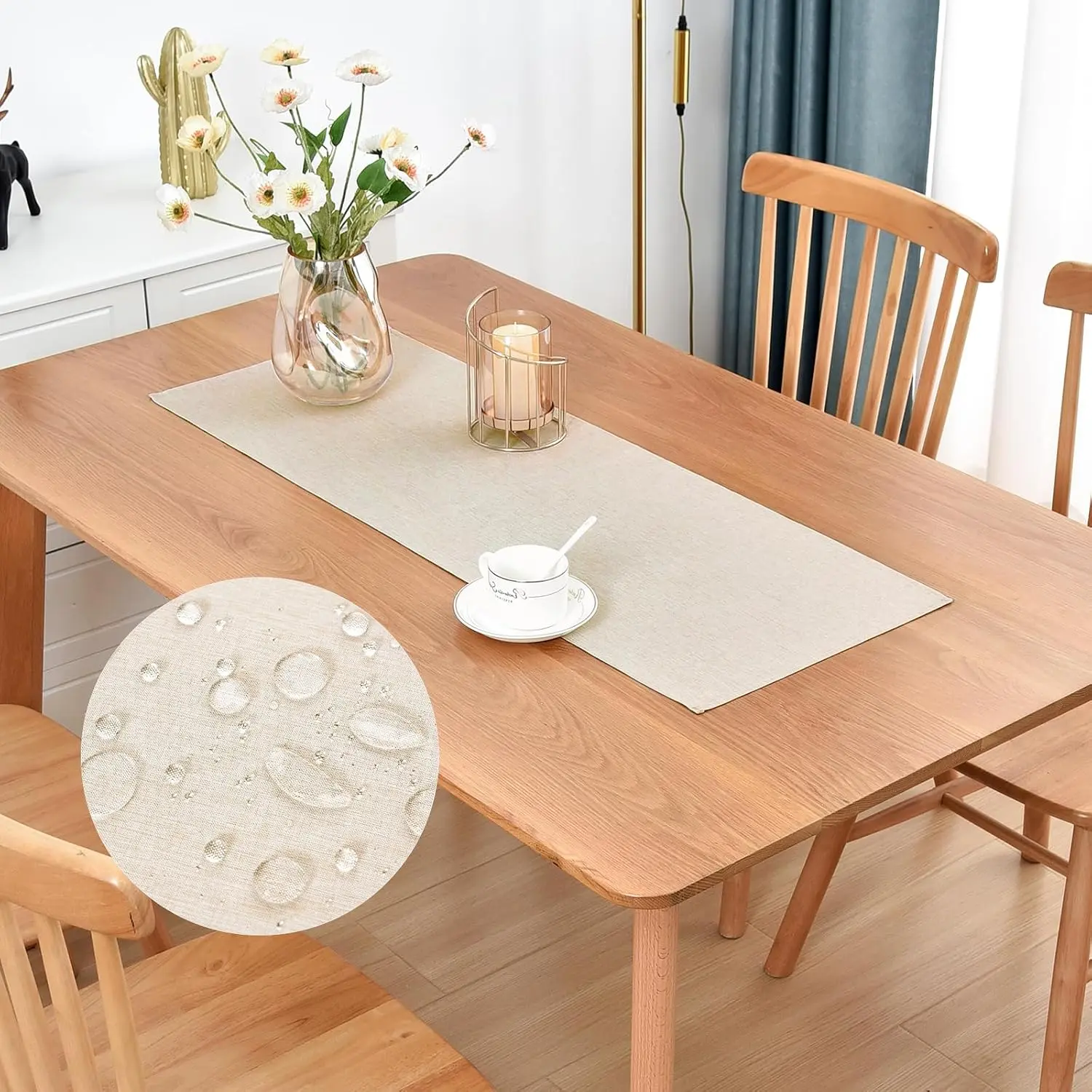 Farmhouse Rustic Table Runner Neutral Faux Linen Table Runners Water Resistant Short Table Runner 36 inches for Living Room Dresser Bedroom Kitchen Dining Party 13x36 Inch