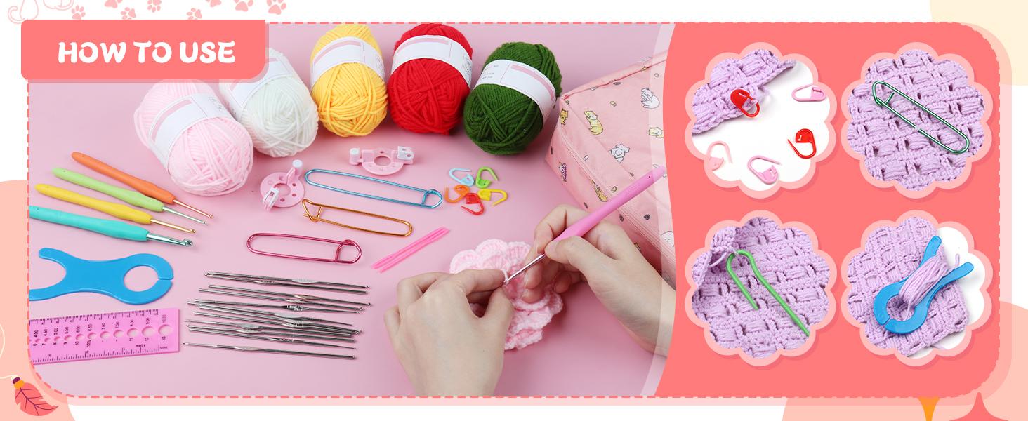 Crochet Kits for Beginners with Yarn, Learn to Crochet Set Included Crochet Hooks Supplies DIY Tools,Crocheting Kit for Adults Kids with Portable Green Leaves Bag Crochet Kits for Beginners with Yarn, Learn to Crochet Set Included Crochet Hooks Supplies DIY Tools,Crocheting Kit for Adults Kids with Portable Green Leaves Bag