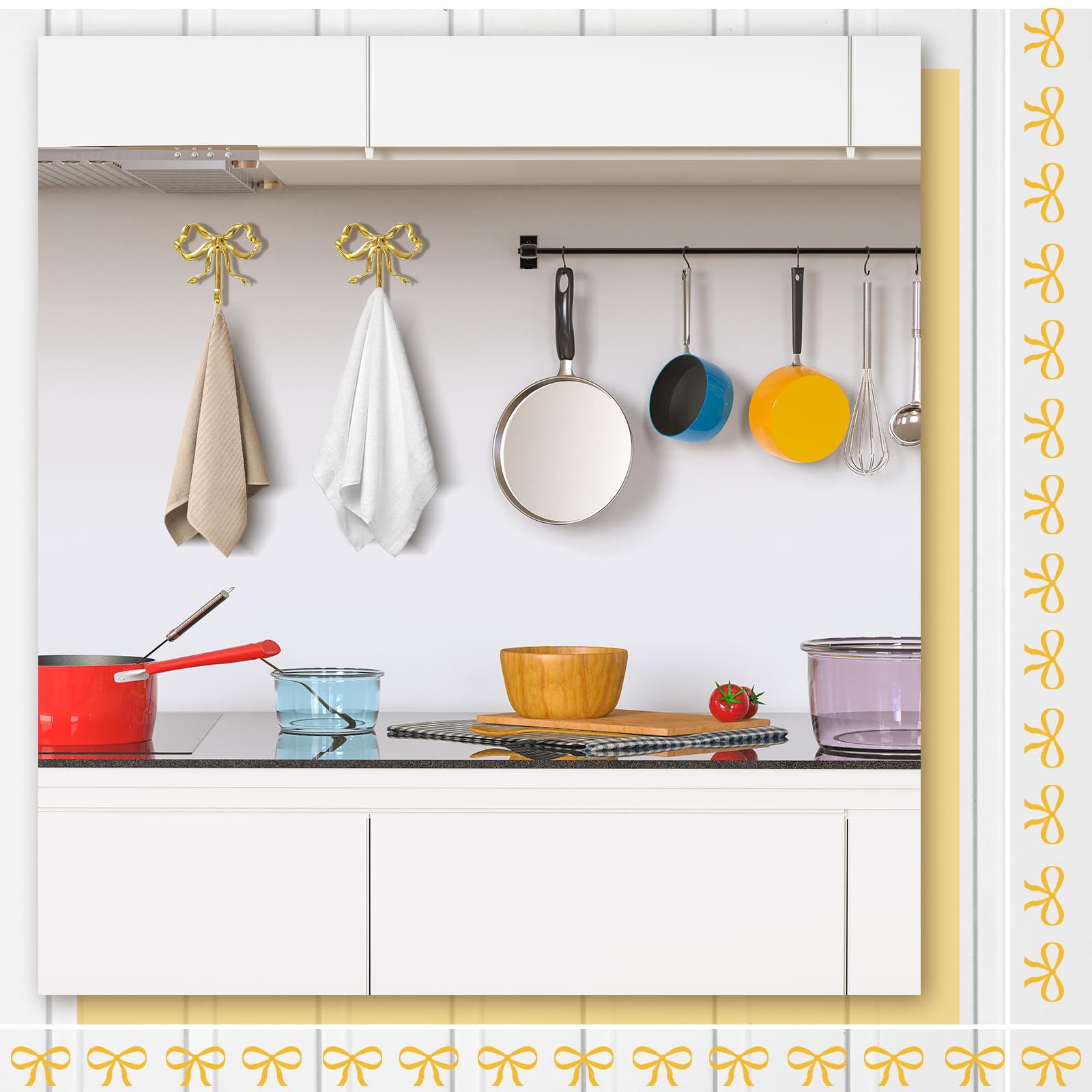 Bow-knot Design Wall Hook, 2/4 Counts/set Exquisite Decorative Wall Hook, Towel Hook, Home Organizer for Bedroom Bathroom Living Room Kitchen