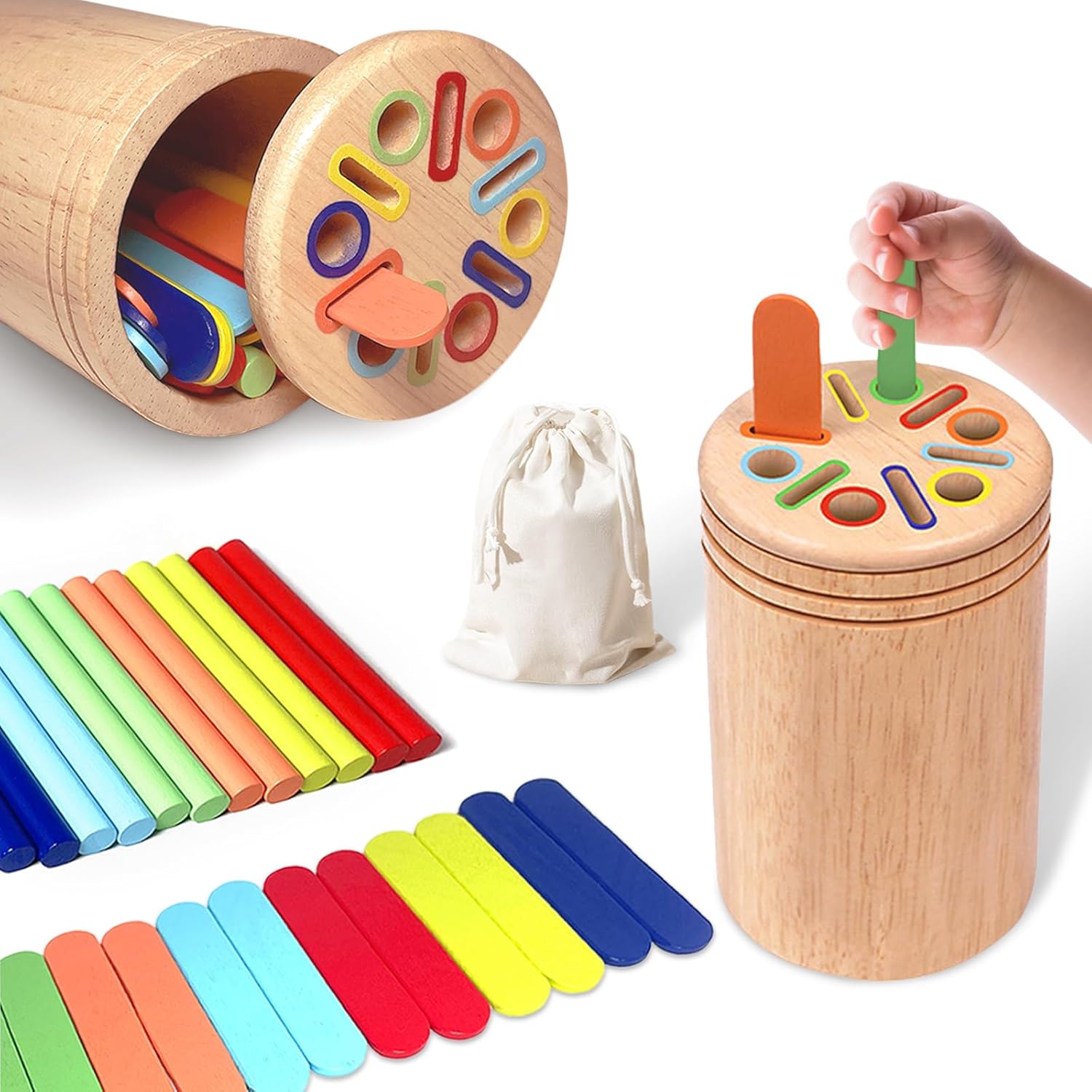 Wooden Educational Toy, 1 Set Montessori Colors Shape Sorting Toy, Shape Sorter, Learning Activities, Fine Motor Skills Sensory Toy, Play Sensory Activity Board, Multi Activity Playset, Preschool Busy Board