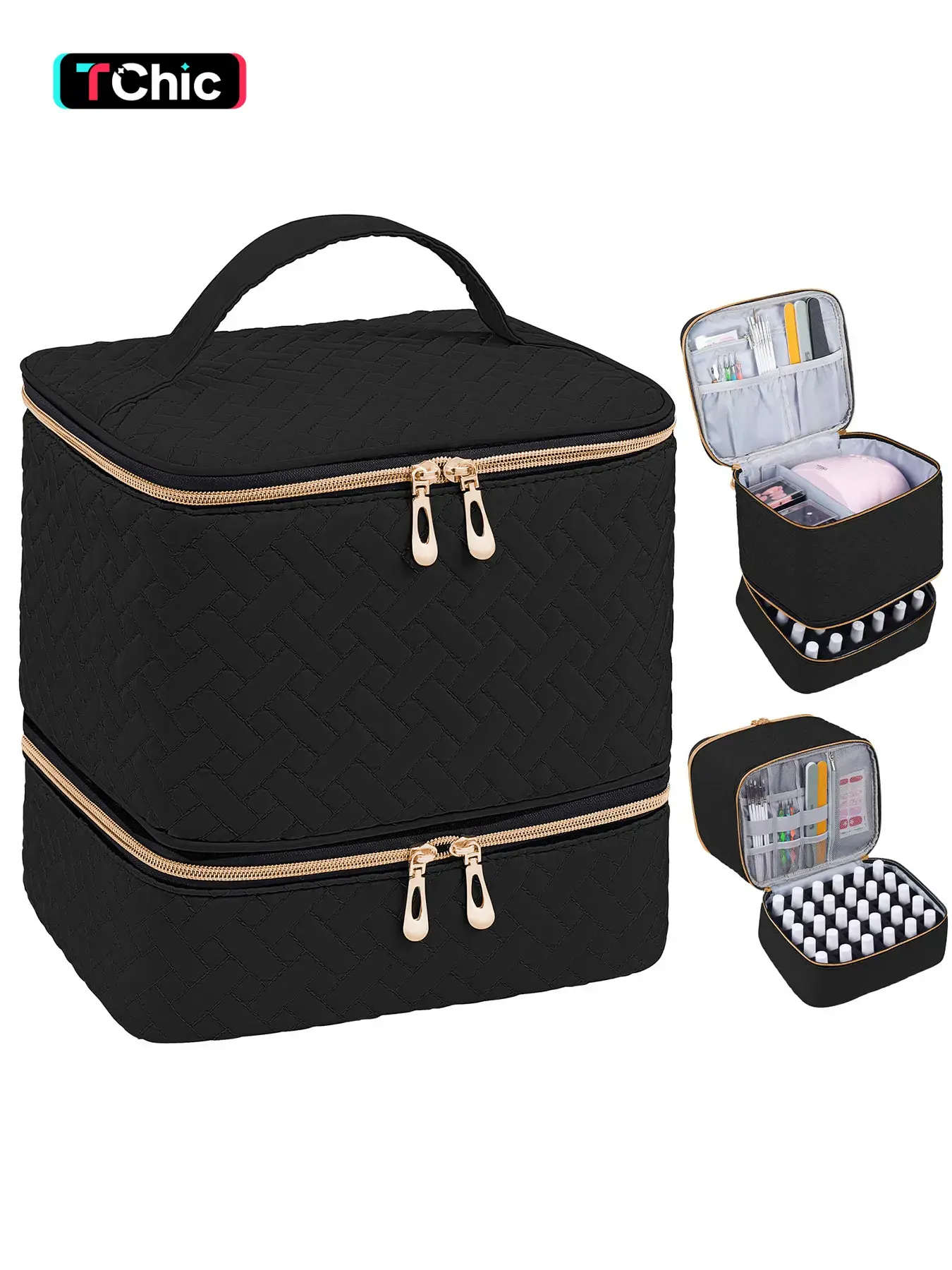 Nail Polish Organizer Case, Nail Supplies Storage Box Holds 30 Bottles Nail Polish & Nail Lamp, Travel Nail Tech Carrying Case, Nail Kit Bag For Nail Stuff & Manicure Tools, Makeup Storage Bag, Cosmetic Bags, Portable Beauty Organizer