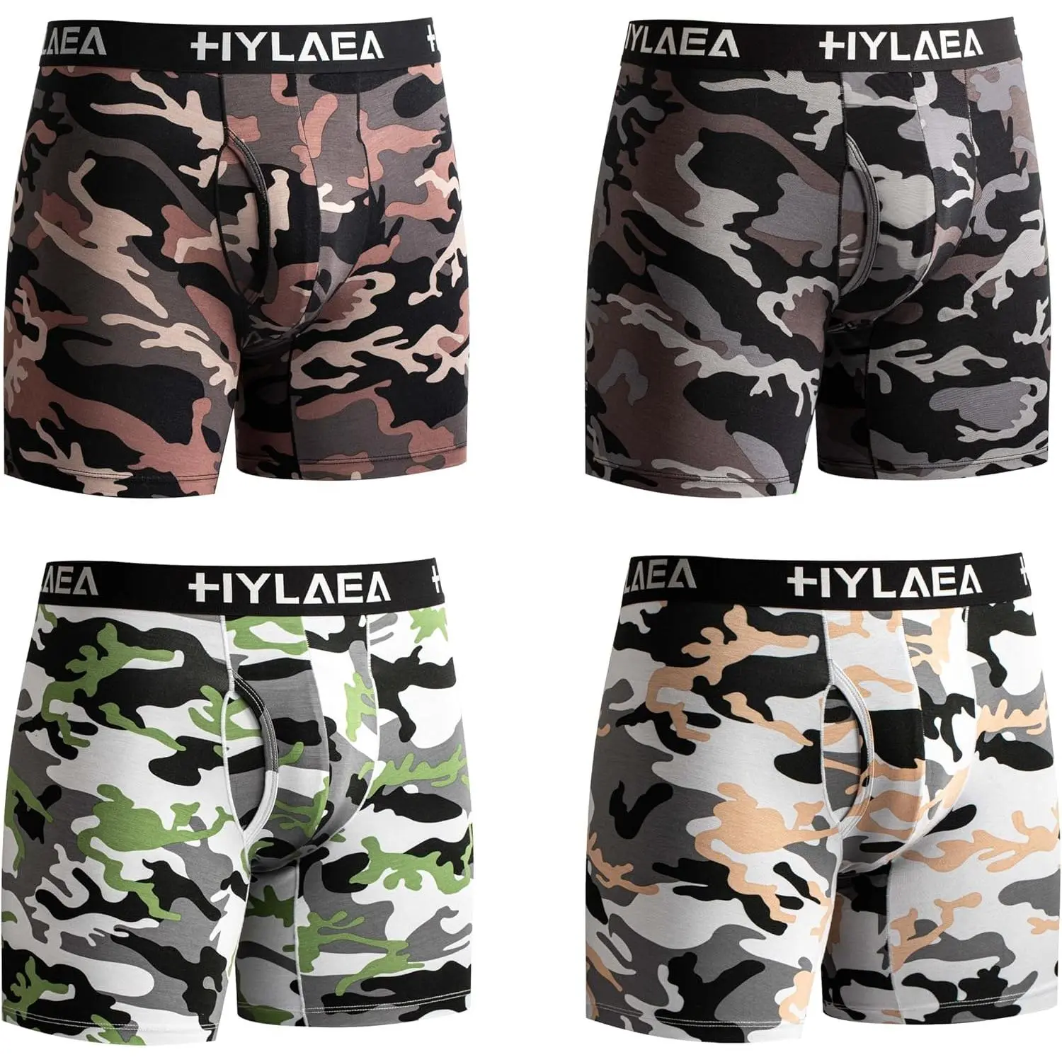 Mens Bamboo Boxer Briefs, Breathable Moisture Wicking Underwear, No Ride Up With 3D Pouch Support
