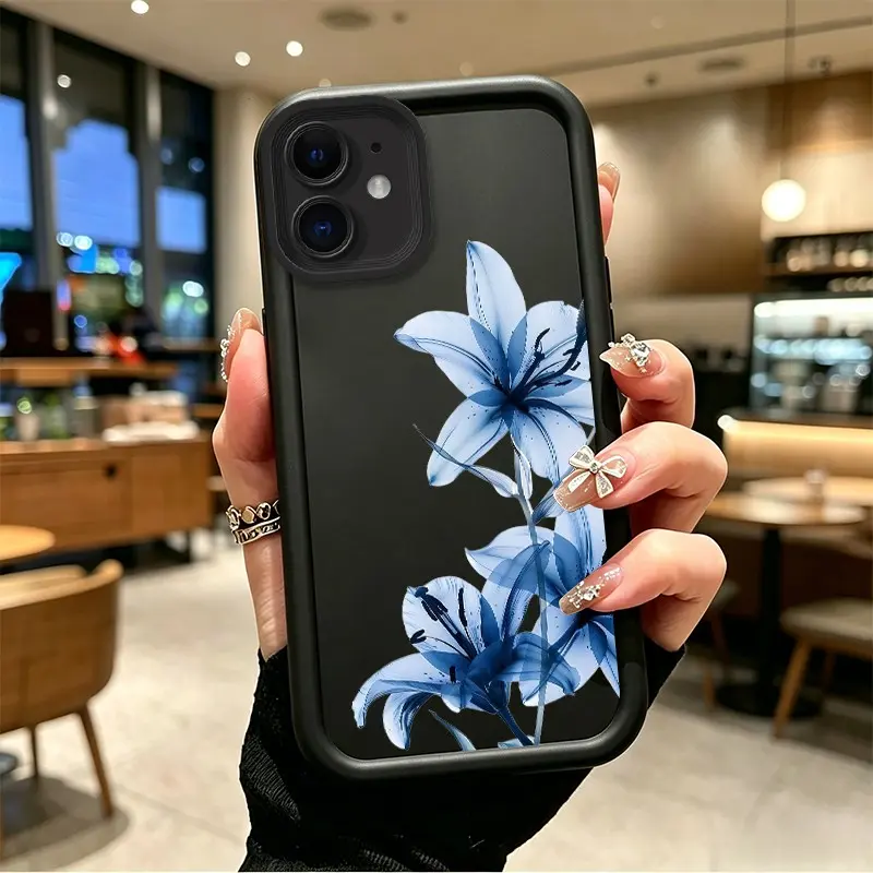 Phone case for iphone 11 12 12MINI Gift TPU Shockproof Translucent Blue Lily Floral Phone Case Full cover protection Celestial Eye Layered Phone Case BOJTN2TR