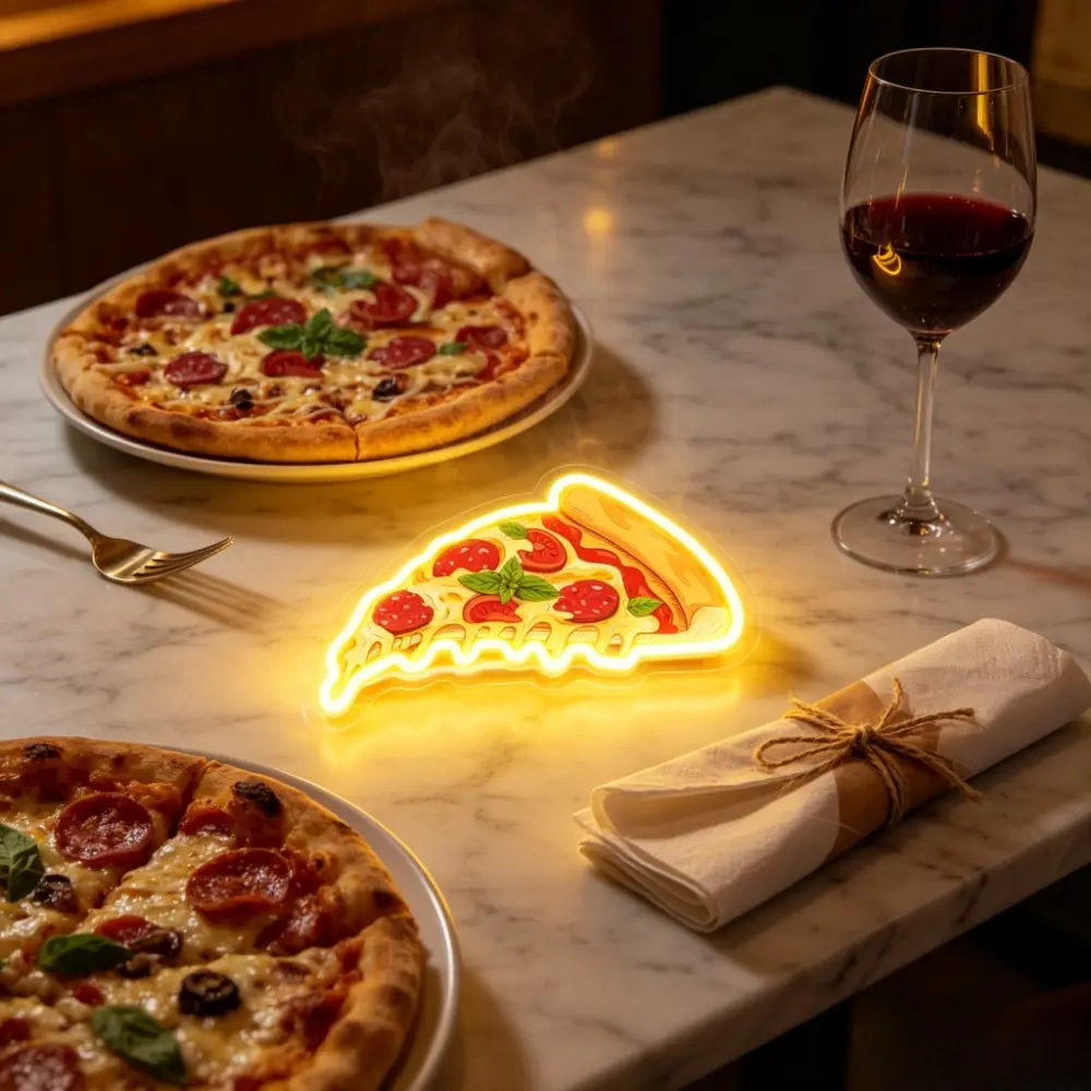 Pizza-Shape LED Neon Light - USB-Powered, Adjustable Brightness Plastic LED Lights, Contemporary Indoor Decor for Food Lovers, Store & Party Use gift decorative atmosphere lamp landscape decorado