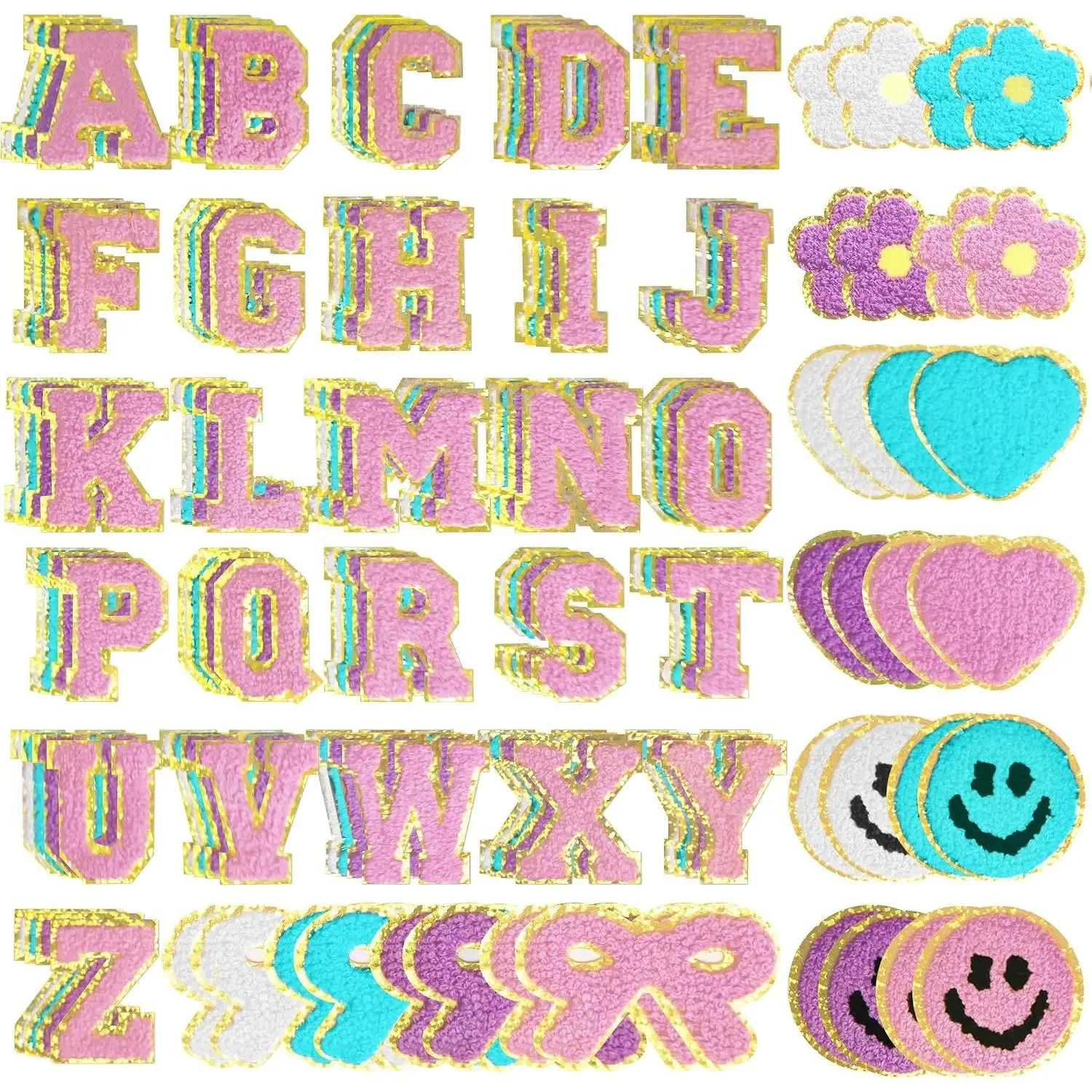 Iron on Letters Patches, 136 Pcs Chenille Alphabet Patches for Clothing DIY, Self Adhesive for Varsity Jackets, Jeans, Backpacks