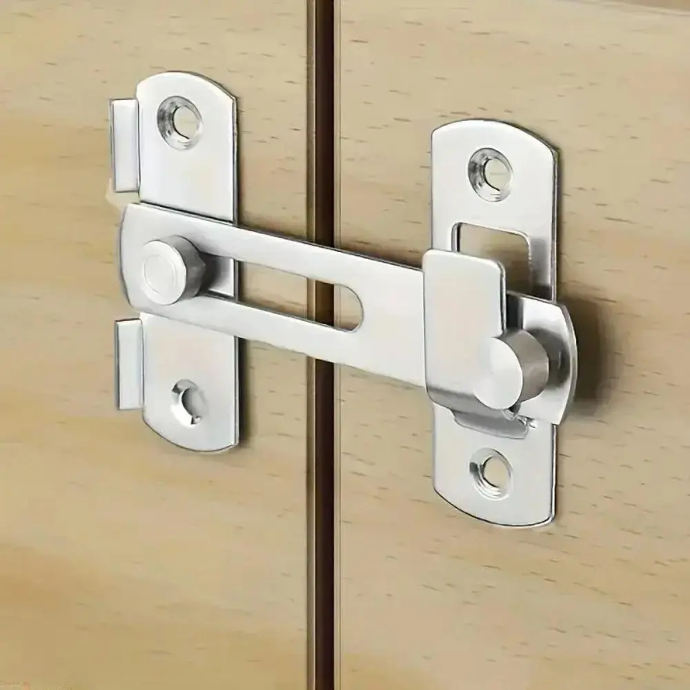 Stainless Steel Rotating Door Bolt Lock with Key Control, Heavy-Duty Anti-Theft Security Latch, Complete Hardware Set with Mounting Screws, Privacy Lock for Home & Bathroom Doors