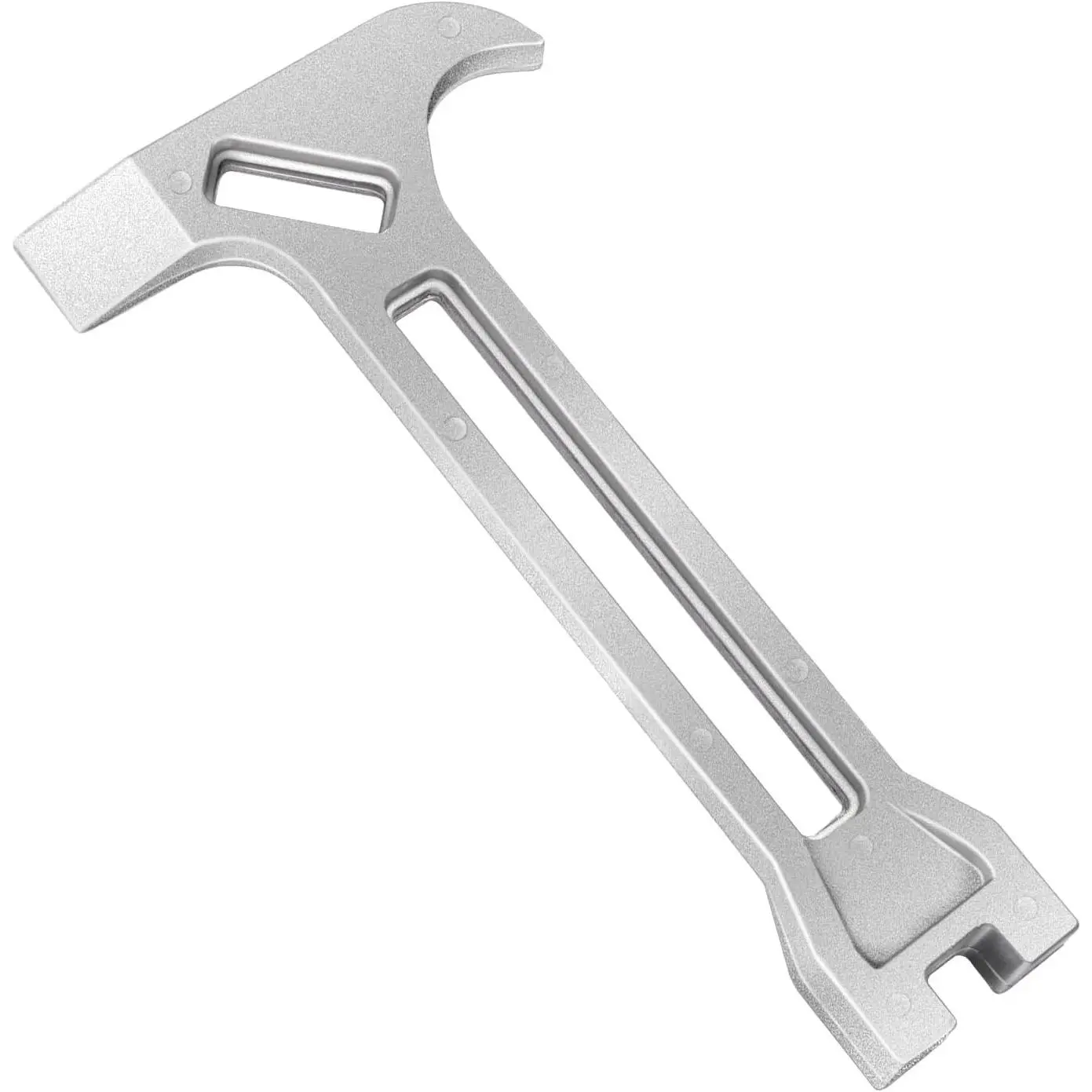 4-in-1 Emergency Tool, Alloy Metal Non-Sparking Wrench - Gas & Water Shut Off, Pry Bar, Earthquake Survival Gear (Silver, Firefighter-Designed Heavy-Duty)