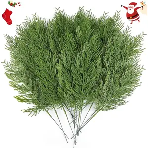 40Pcs/Set Artificial Fake Pine Sprigs Plants Faux Greenery Stems Pine Picks Plastic for Christmas Flowers Bouquet Holiday Home Outdoor Garden Yard Halloween Christmas Party Decoration Gifts